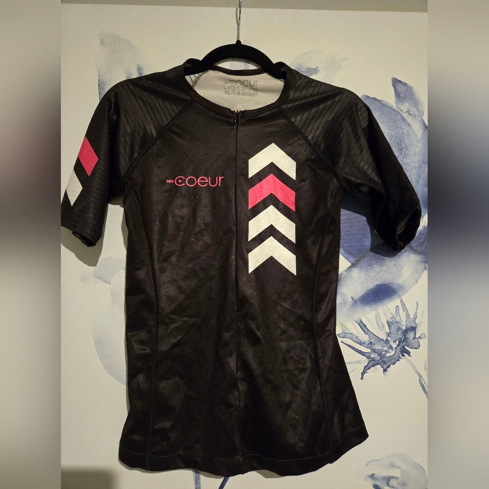 Women's Black and Pink Swim Top